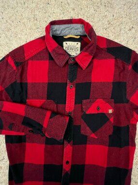 Dravus Men's Small Plaid Buffalo Flannel Long Sleeve Hiking Shirt Button Up